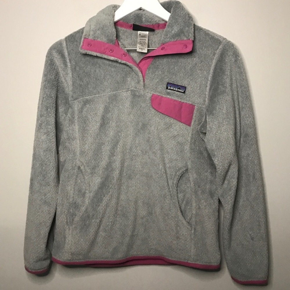 Patagonia ReTool Snap T Pullover Light Gray Pink S